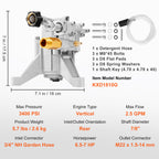 Vertical Pressure Washer Pump 3400 PSI 2.5 GPM for Easy Cleaning Tasks