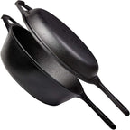 2 In 1 Cast Iron Dutch Oven Skillet 10" Cooker Pot for BBQ &Cooking & Frying Pan