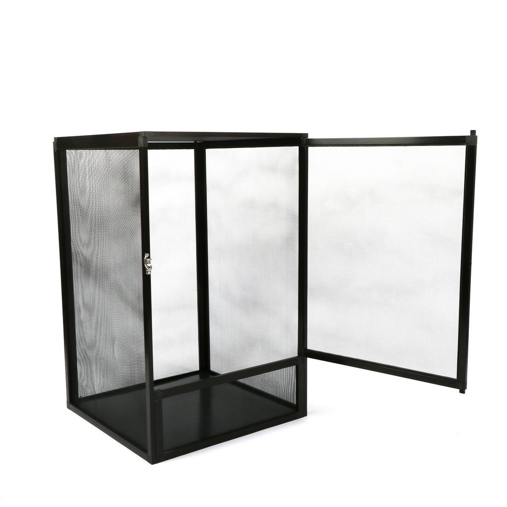 Aluminum Alloy Reptile Enclosure Lizard Insect Mesh Cage Black 42*42*66cm AU