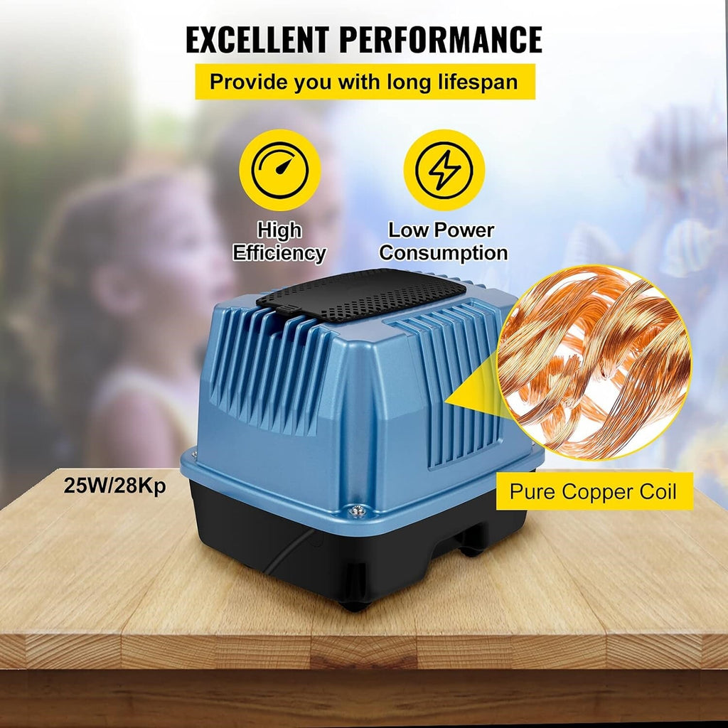 Aquarium Air Pump 40L/M Oxygen Pump for Pond Aeration 25W Septic Air Pump