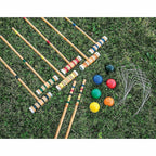 6-Players Croquet Set W/Wooden Mallets Ball Stakes For Lawn Backyard Wild Sports