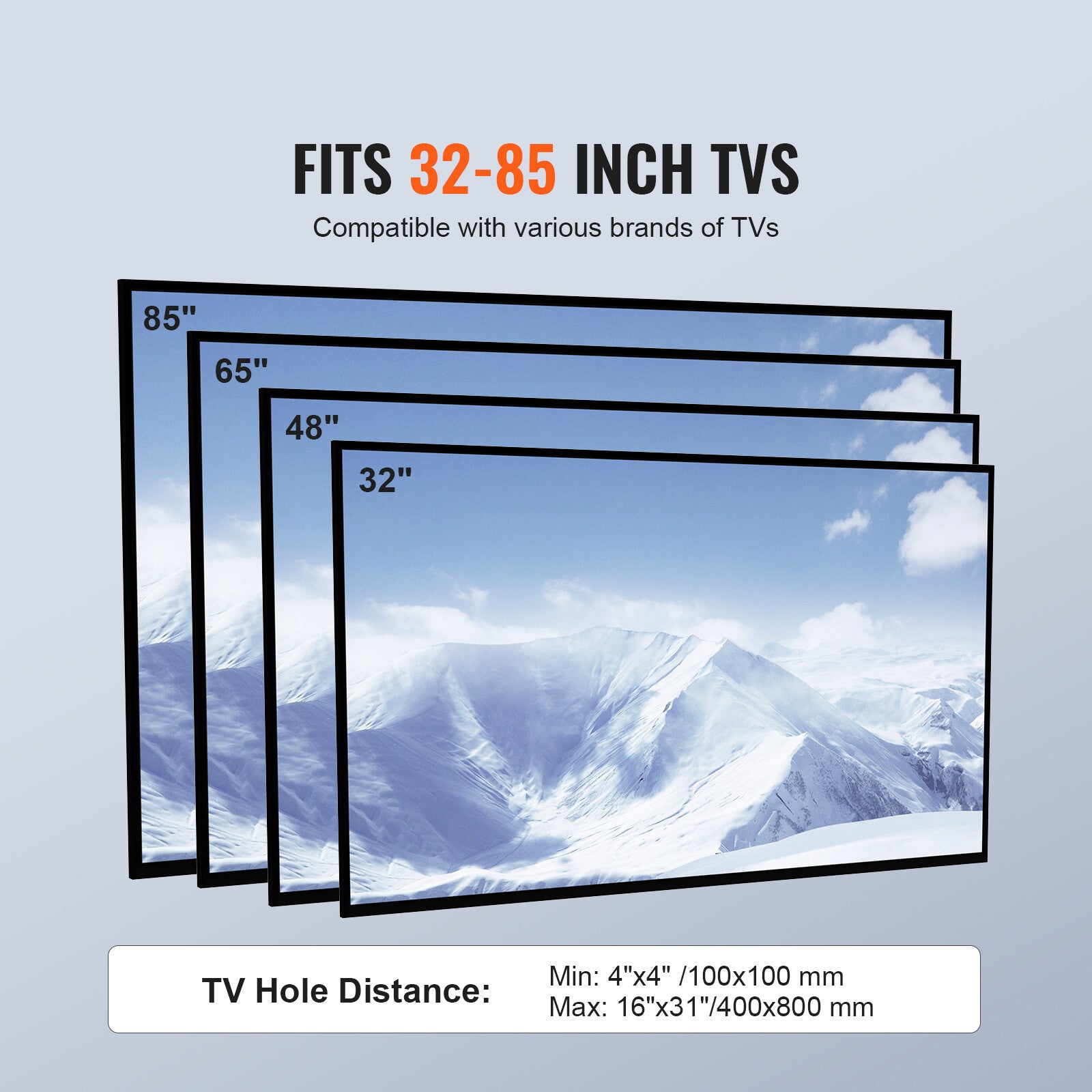 Universal TV Stand Mount with Swivel Feature for 32-85 Inch LED LCD TVs