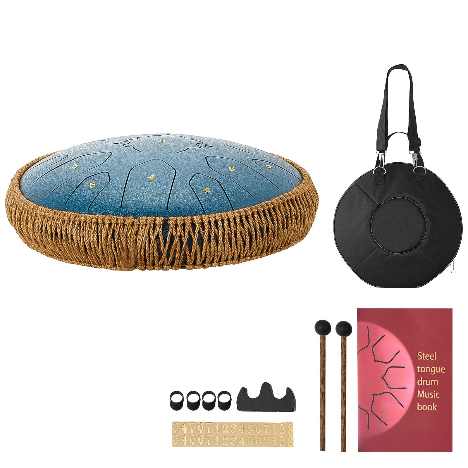 33cm Steel Tongue Drum, 15-Note C Major with Mallets for Relaxation