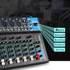 Bluetooth Portable Audio Mixer w/USB DJ Sound Mixing Console 7-Channel