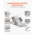 Adjustable Electric Bed Backrest with Guardrail & Pouch, 300lbs Capacity