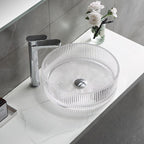 Bathroom Basin Round Glass Vanity Basin Above Counter Transparent Hand Wash Bowl