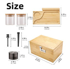 Bamboo Storage Chest with Movable Tray Locking Grinder and Jars Stash Box Bundle
