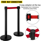Stainless Steel Crowd Control Barriers with Sign Holder and Retractable Belts - 4 Pack