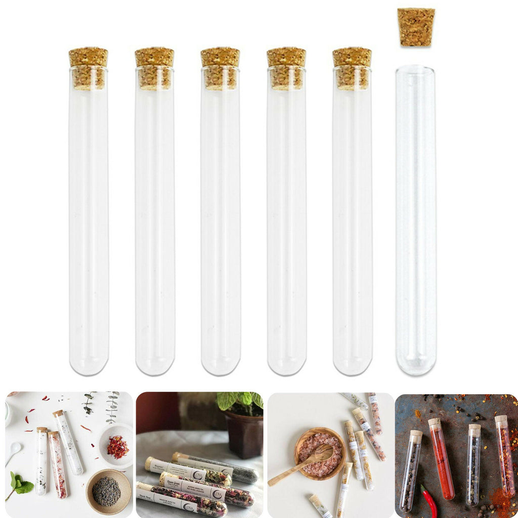 100pcs 20ML 16x150mm Test Tubes With Wood Cork Stopper Candy Party Wedding AU