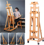 Artist Easel H-Frame Easel Large Studio Heavy-Duty Wood Painting Art Easel Stand