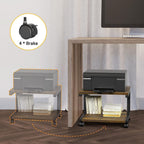 Under Desk Printer Stand 2 Tier Printer Rolling Cart Rack Storage Shelf w/Wheels