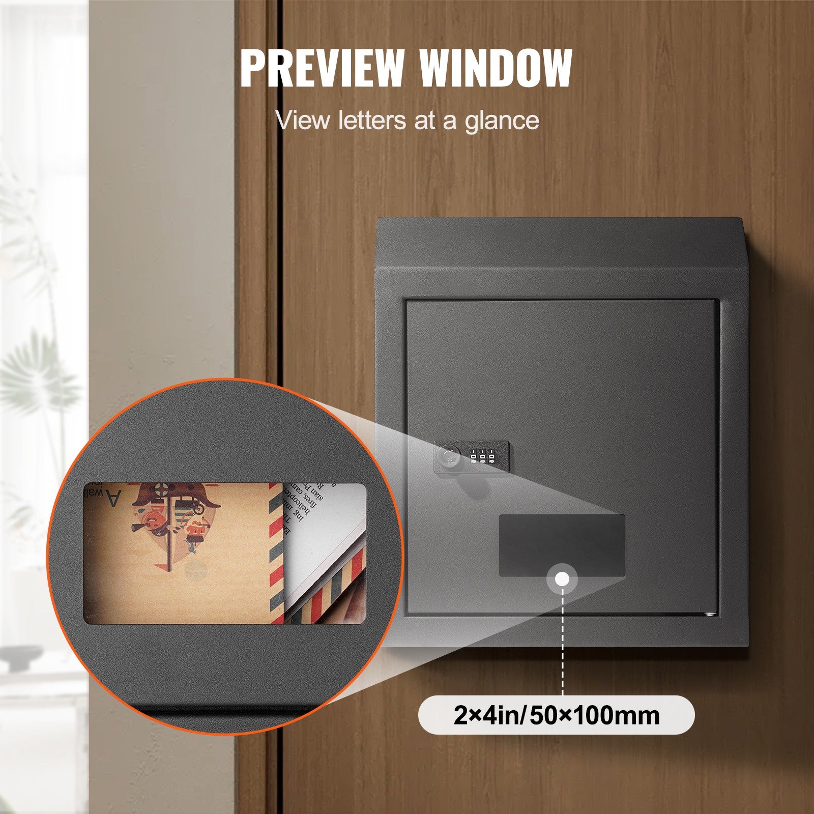 Secure Through-Door Key Drop Box with Combination Lock in Black