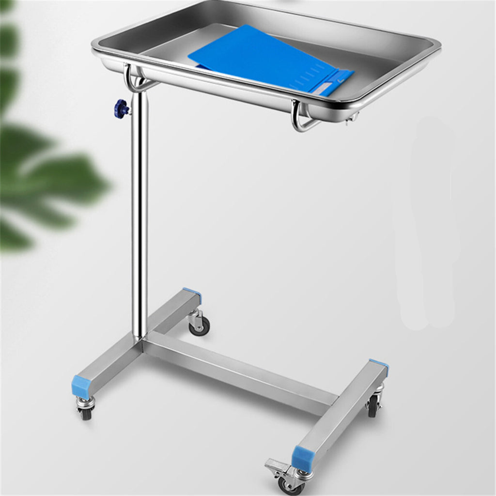 Mobile Mayo Tray Stainless Steel Trolley Surgical Medical Salon Instrument Cart
