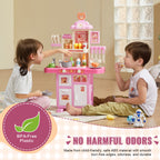Interactive Pink Kitchen Playset for Kids with 48 Accessories and Realistic Sounds