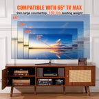 Rattan TV Stand with Built-in Socket for 65" TVs, Boho Style, Walnut Finish