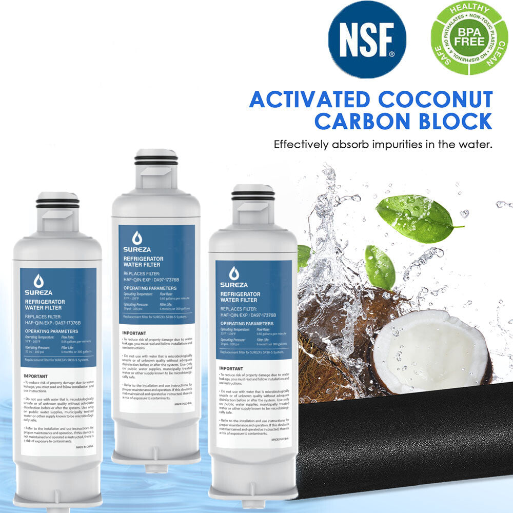 3Pcs Water Filter For Samsung DA97-17376B/HAF-QINS/EXP Fits SRF7500BB SRF7500SB