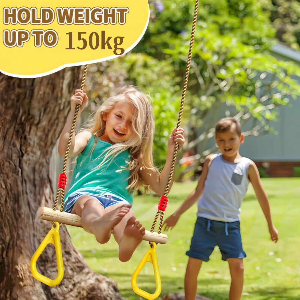 Wooden Swing Children's Swing with Adjustable Rope Swing Set Indoor & Outdoor