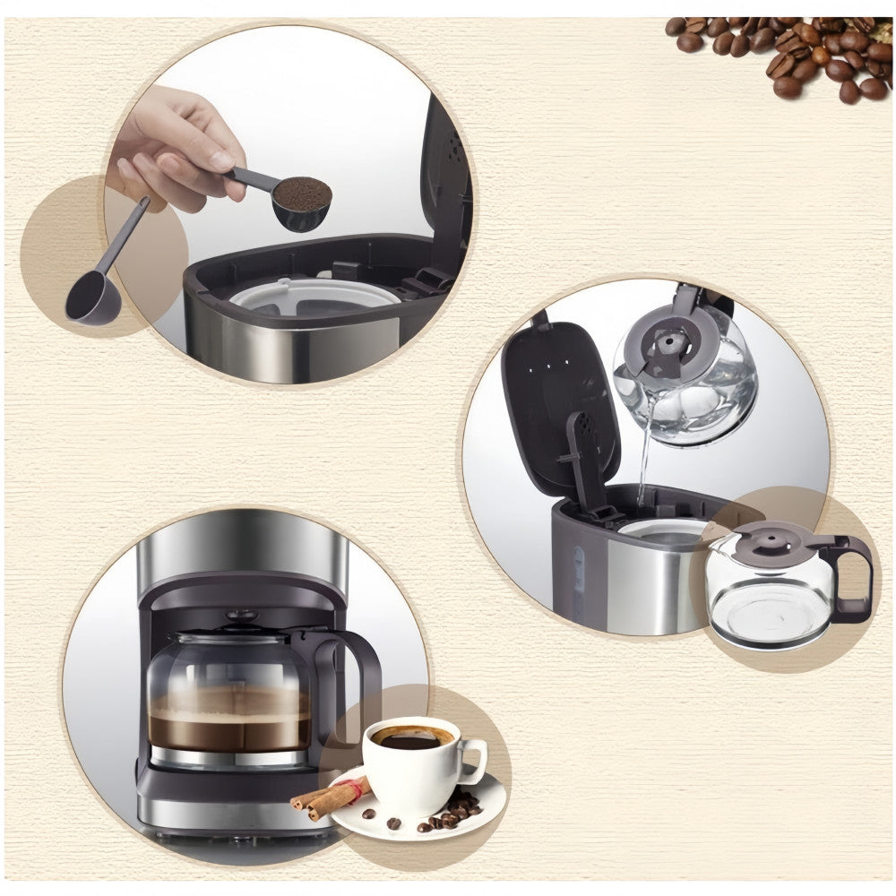 5-Cup Drip Coffee Maker Automatic  Americano Coffee Machine Stainless Filter