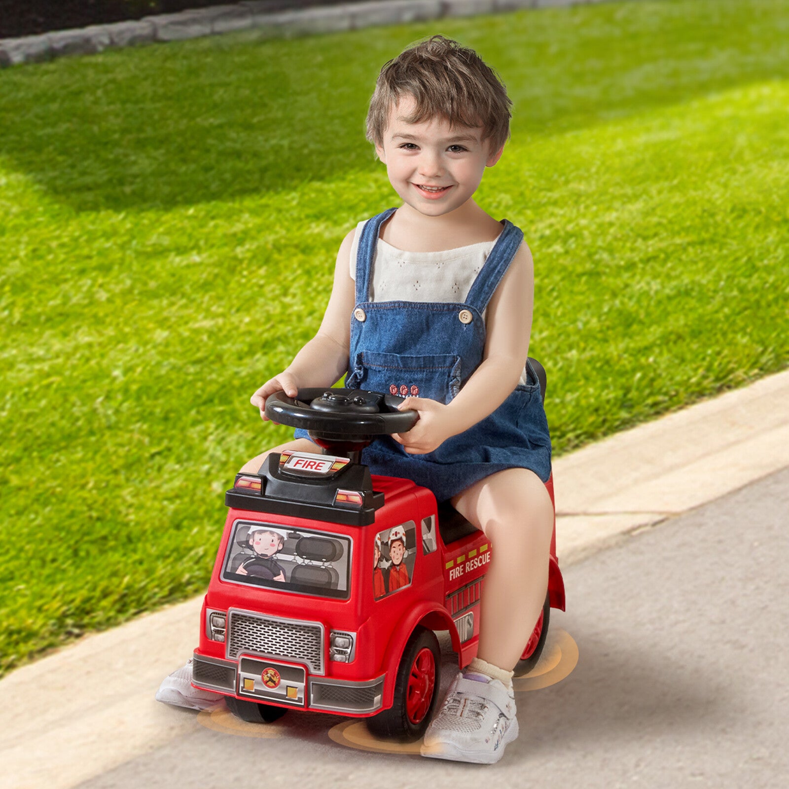 Toddler Push Ride-On Car with Music and Storage, Ages 1-3, Red