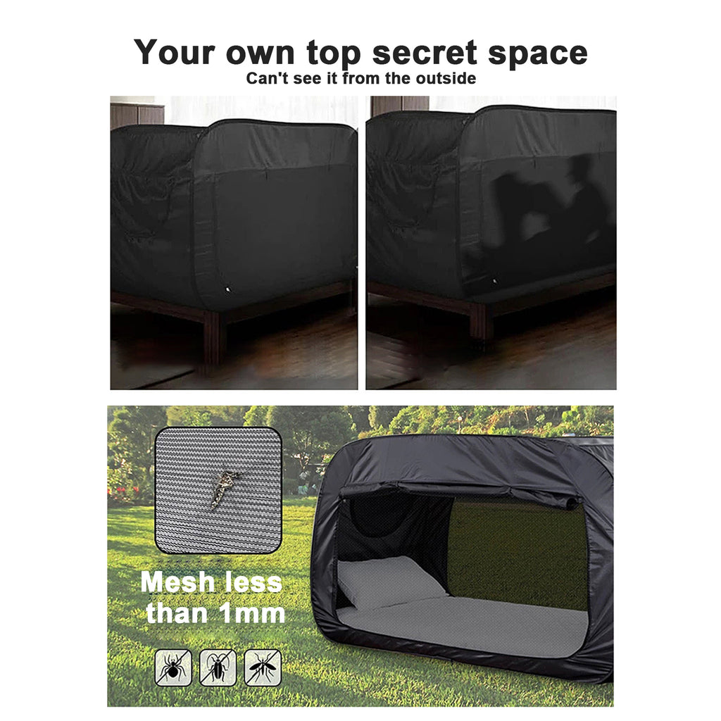 Pop Up Privacy Tent for Indoor Bed Canopy Light Reducing Sleeping for Twin Bed