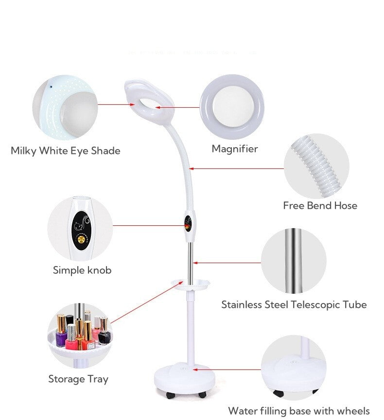16x Magnifying Glass w/ Light Flexible Gooseneck Magnifying Floor Lamp LED light