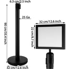 Stainless Steel Crowd Control Barriers with Sign Holder and Retractable Belts - 4 Pack