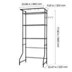 Adjustable Washer and Dryer Storage Shelf with Hooks and Rods, Black