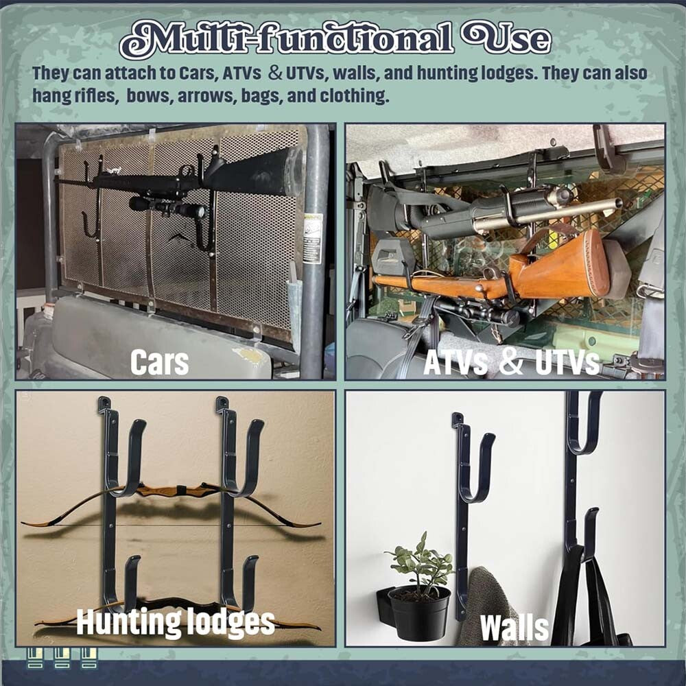 2Pack Metal Gun Racks Adjustable Wall-mounted for Two-gun Tools Cars Rear Window