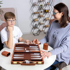 18 inch Premium Leather Backgammon Board Game Set Large Classic Board Game Case
