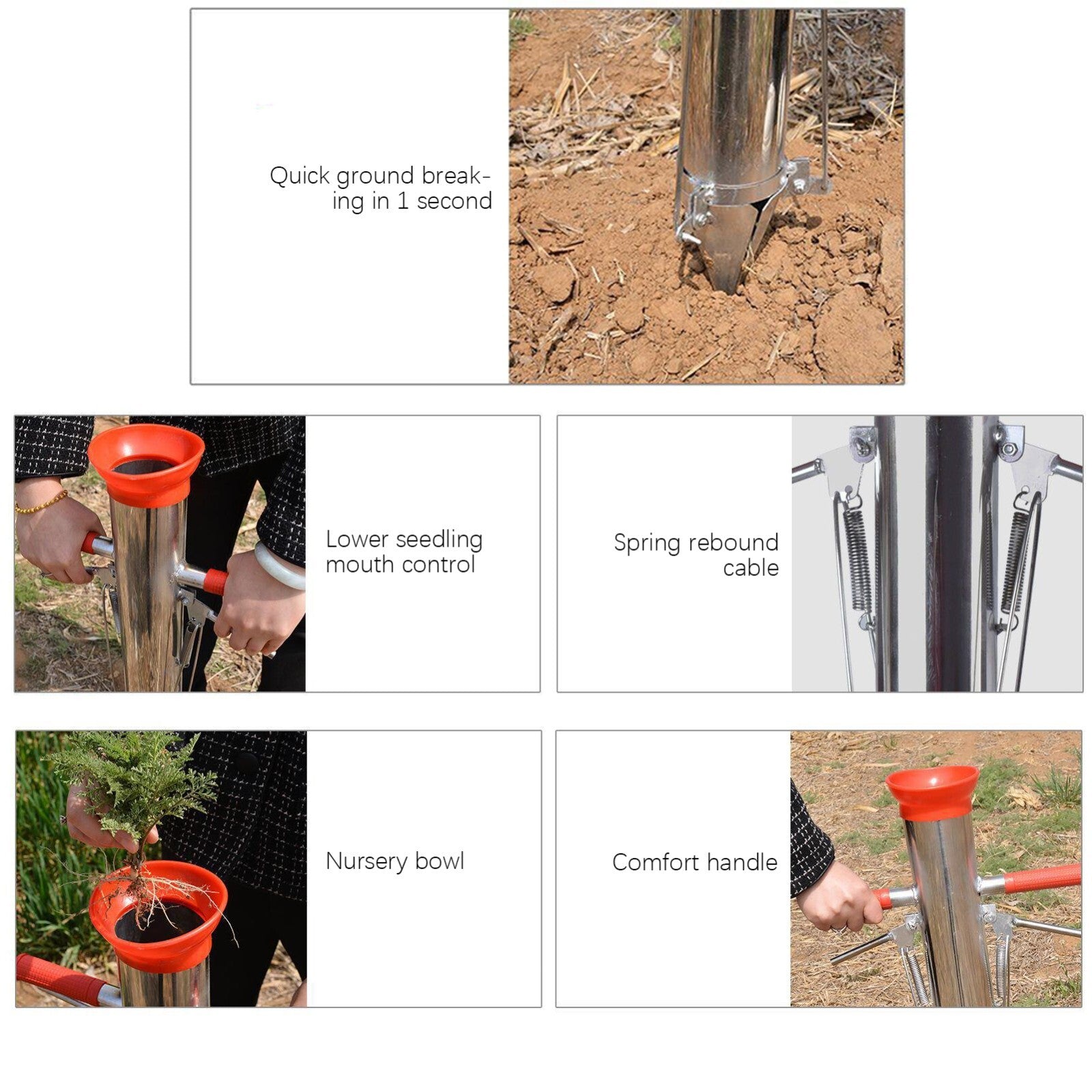 Double Shank Manual Planter Transplanter Seeder Seedling Bulb Planting Tool AU