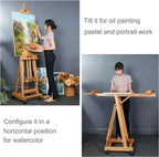 Artist Easel H-Frame Easel Large Studio Heavy-Duty Wood Painting Art Easel Stand