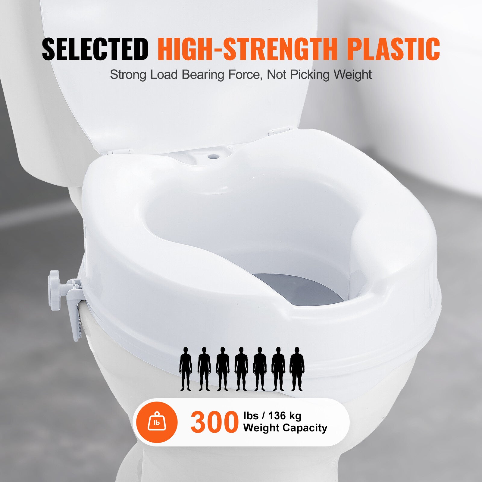 4" Universal Raised Toilet Seat Riser for Comfort and Safety