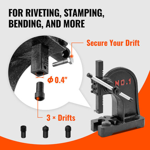 1 Ton Manual Arbor Press for Metal, Leather, and Handicraft Processing