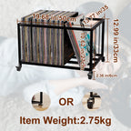 Vinyl Record Storage Rack on Wheels Sturdy Metal Frame Vinyl Organizer LP Holder