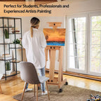 Artist Easel H-Frame Easel Large Studio Heavy-Duty Wood Painting Art Easel Stand