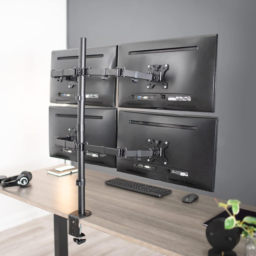Quad Monitor Desk Mount 4 Monitor Stand Adjustable Screen Stand Can Tilt Swivel