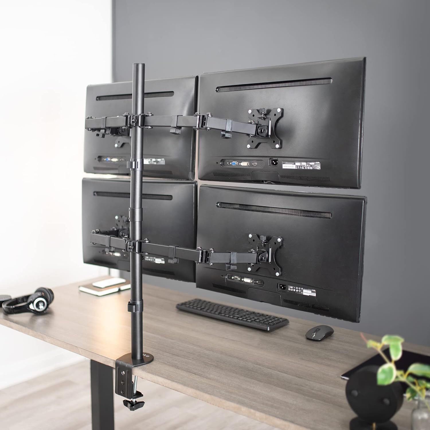 Quad Monitor Desk Mount 4 Monitor Stand Adjustable Screen Stand Can Tilt Swivel