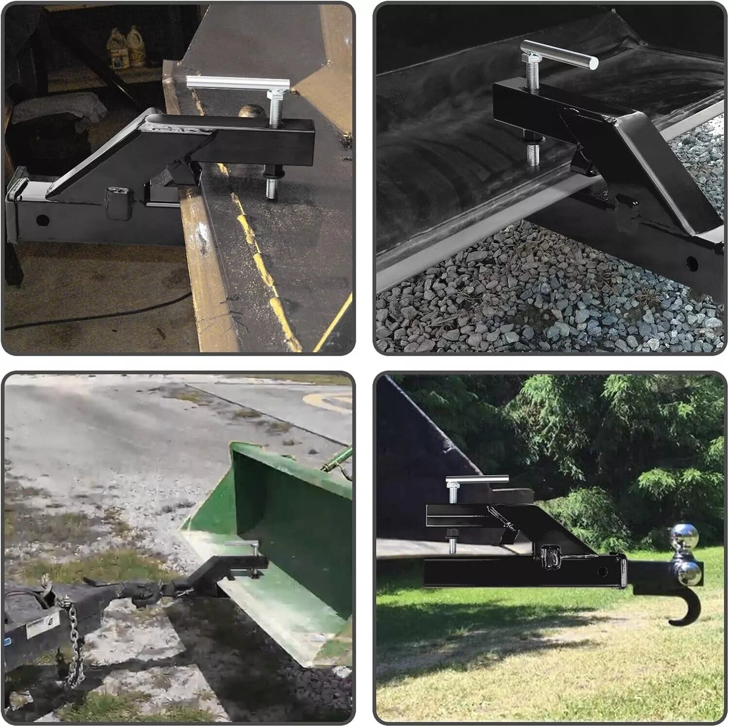 Clamp On Tractor Bucket Hitch 2 Ball Mount Adapter Compatible Heavy Duty Black