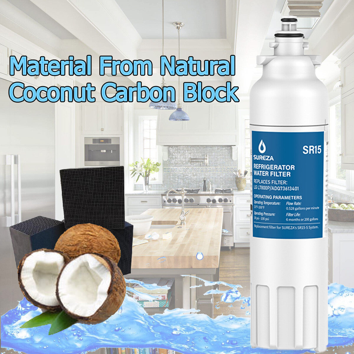 Premium Compatible Ice & Water Fridge Filter for LG LT800P ADQ73613401