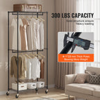 Heavy Duty Garment Rack with Double Hanging Rods & Adjustable Storage