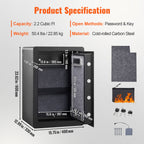 Digital Safe Box with Fingerprint and Password Lock, 2.2C Capacity, Steel Home Office Security