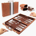 18inch Backgammon Set Classic Board Game Premium Leather Case Portable Game Set