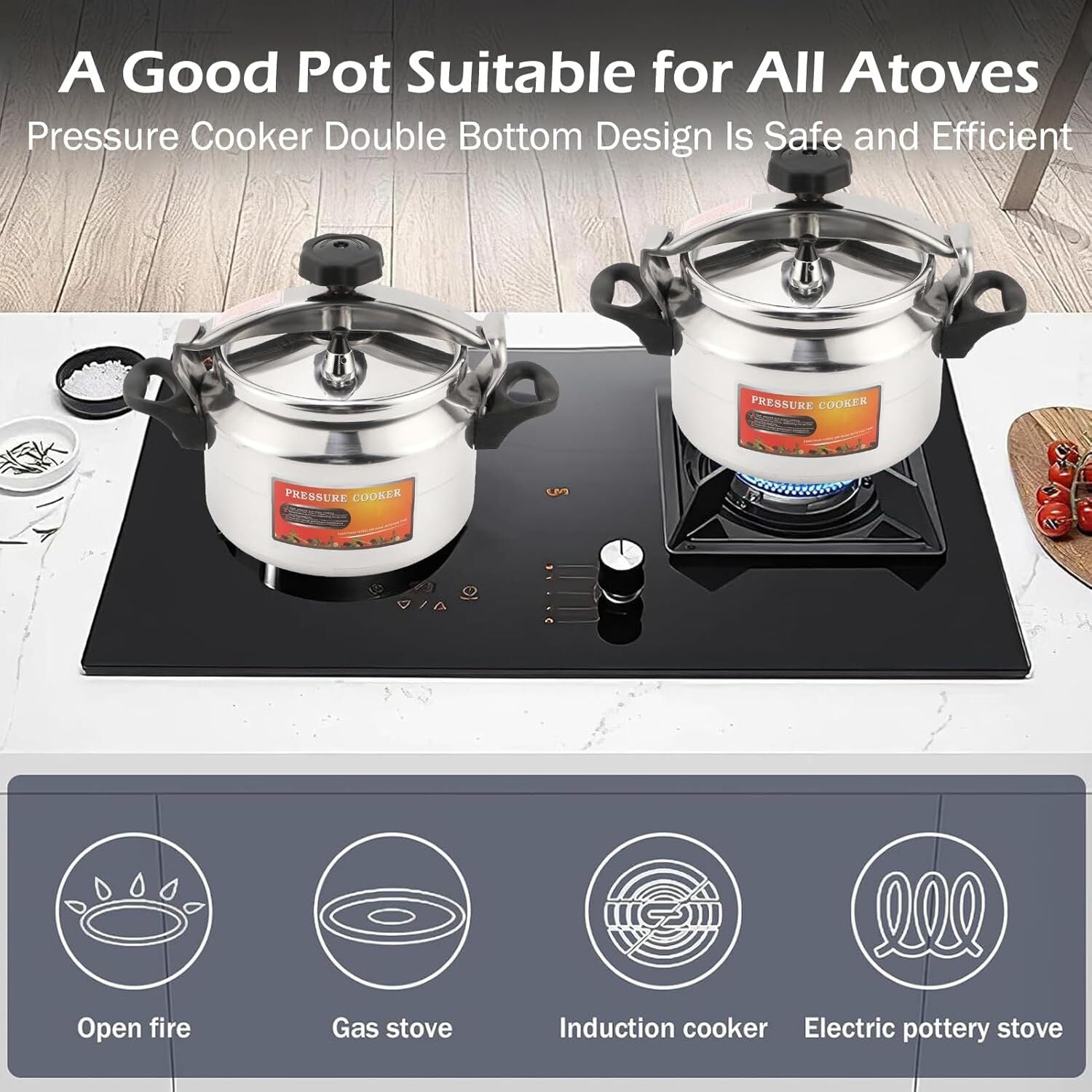 9L Pressure Cooker Thicken Explosion-Proof 304 Stainless Steel One Hand Locking