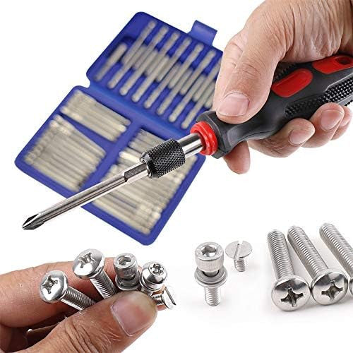 50pcs Screwdriver Bit Set Hex Star Bits Philips Square Spanner Bits w/Case 75mm