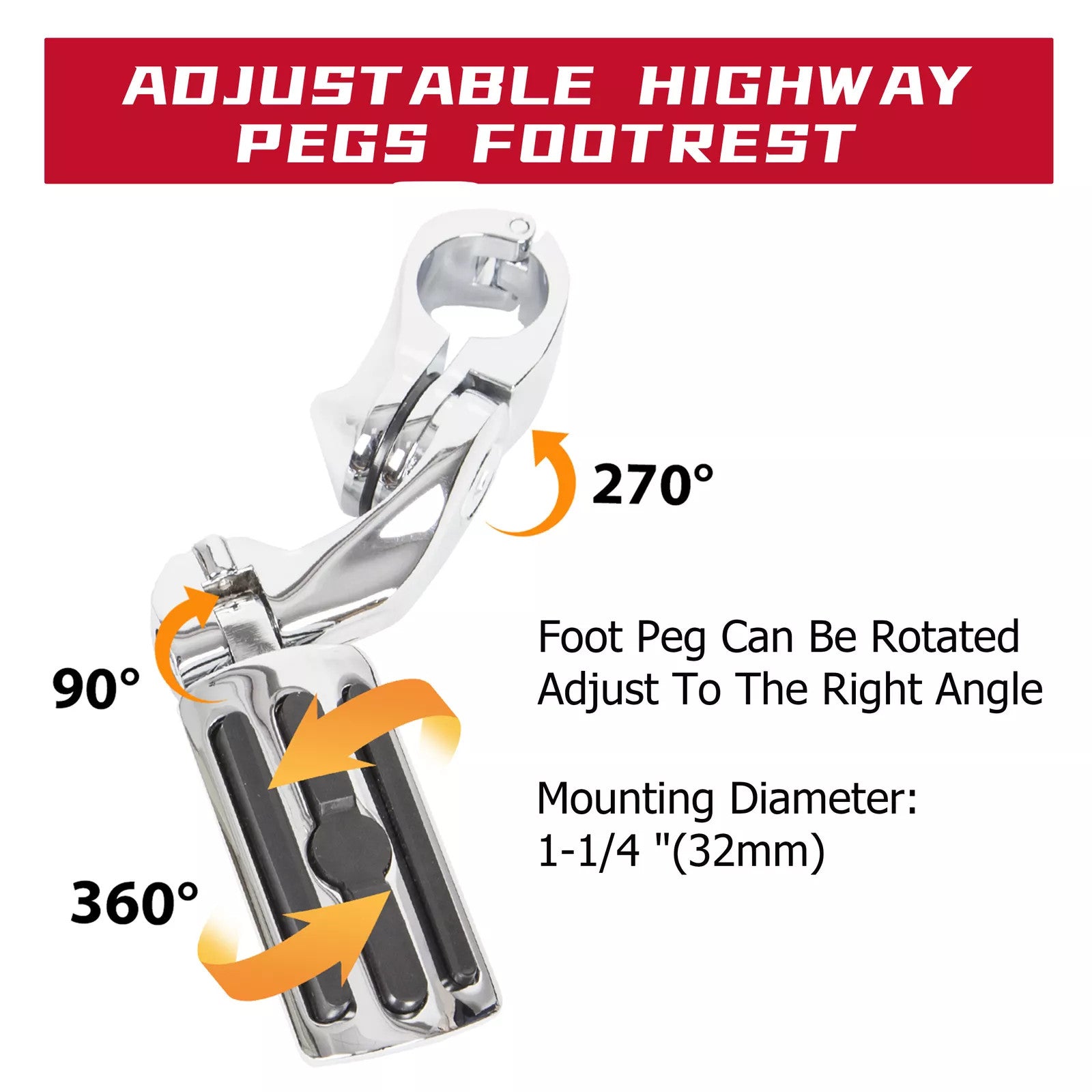 1-1/4" Motorcycle Highway Foot Pegs Pedal For Harley Touring Street Road Glide