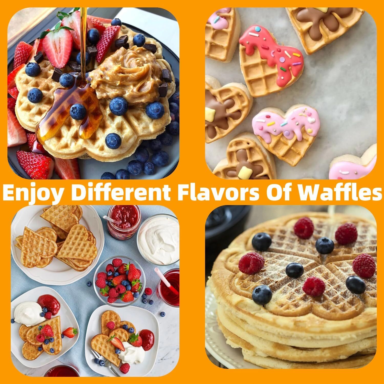 Electric Waffle Maker for Classic Heart Waffles Baking Non-Stick Breakfast Maker