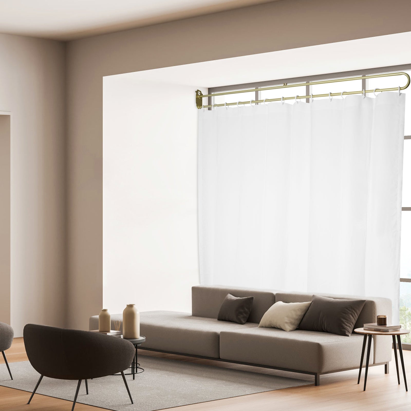 Privacy Partition Curtains U-Shape Room Divider for Beauty Salons Hospitals SPA