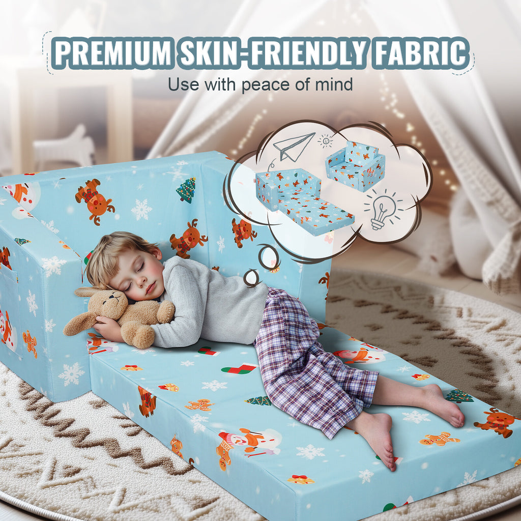 Foldable 2-in-1 Kids Sofa Chair in Pink - Lounger, Nap Chair & Play Mat