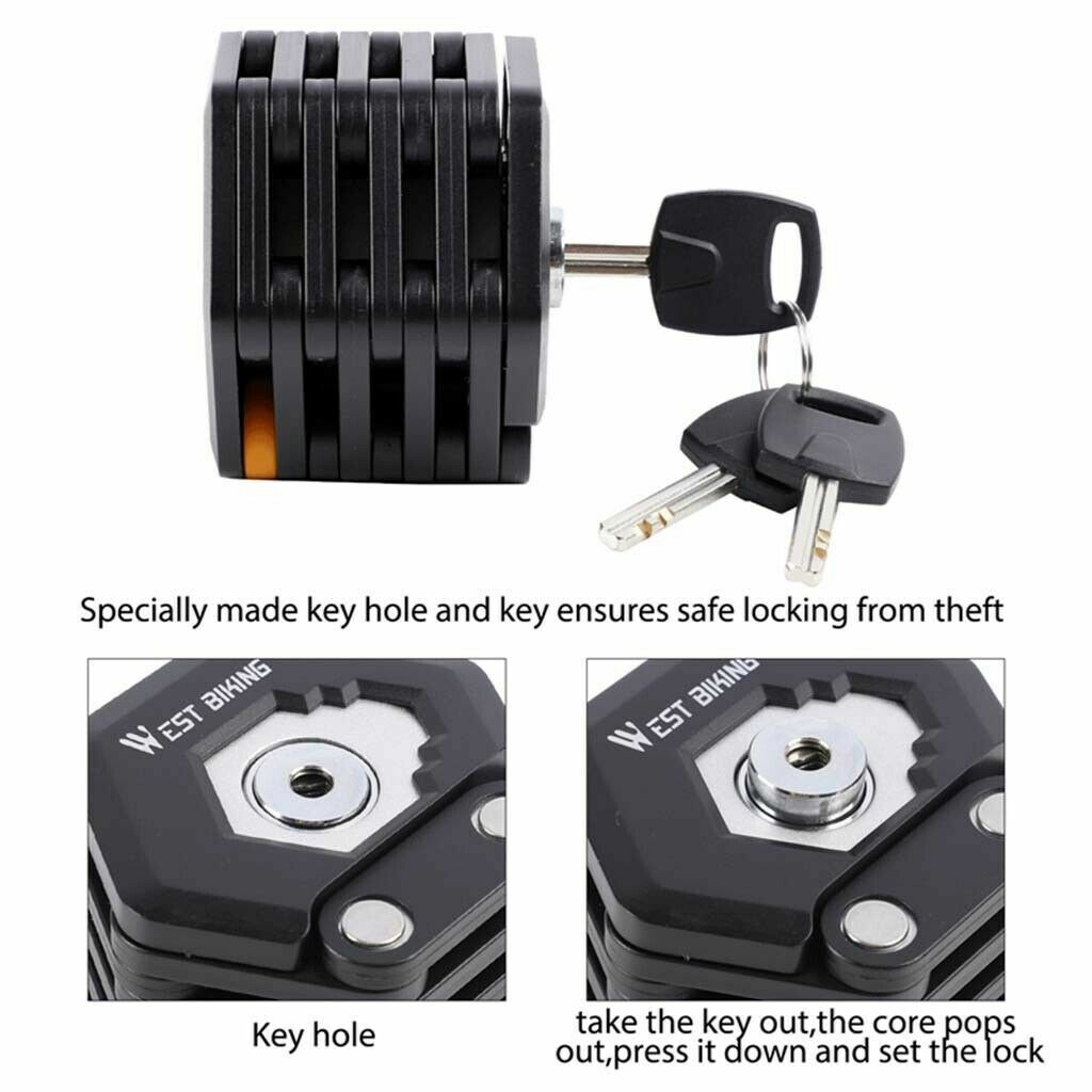 Bicycle Lock with 3 Keys Anti-Theft Folding Bike Lock with Mounting Bracket