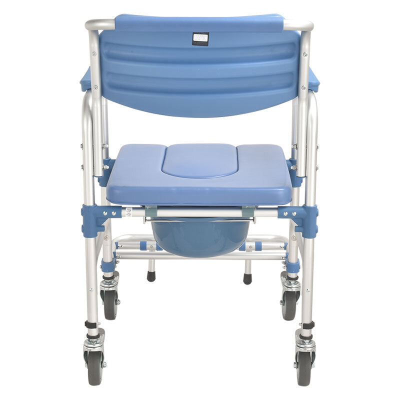 Aluminum Mobile Shower Toilet Commode Chair Bathroom Bedside Footrest Wheelchair
